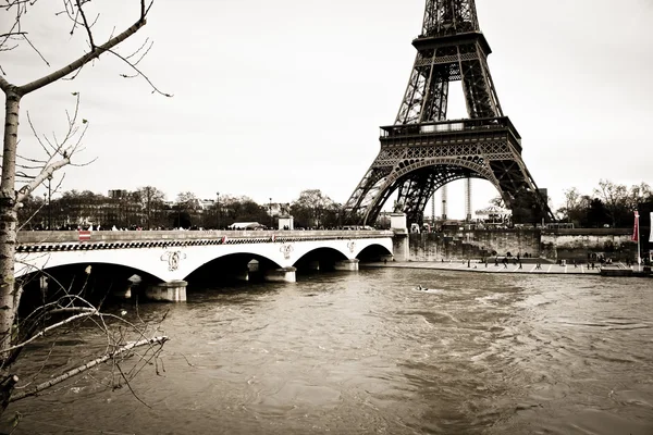 Torre Eiffel formato quadrado monocromático — Fotografia de Stock