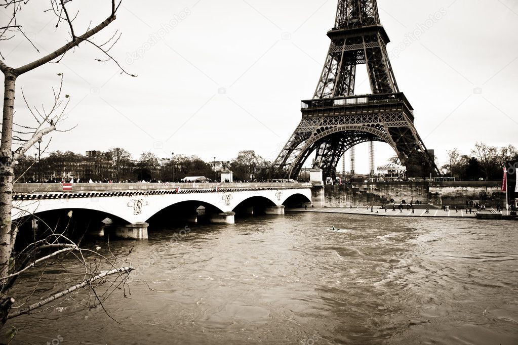 Eiffel tower monochrome square format