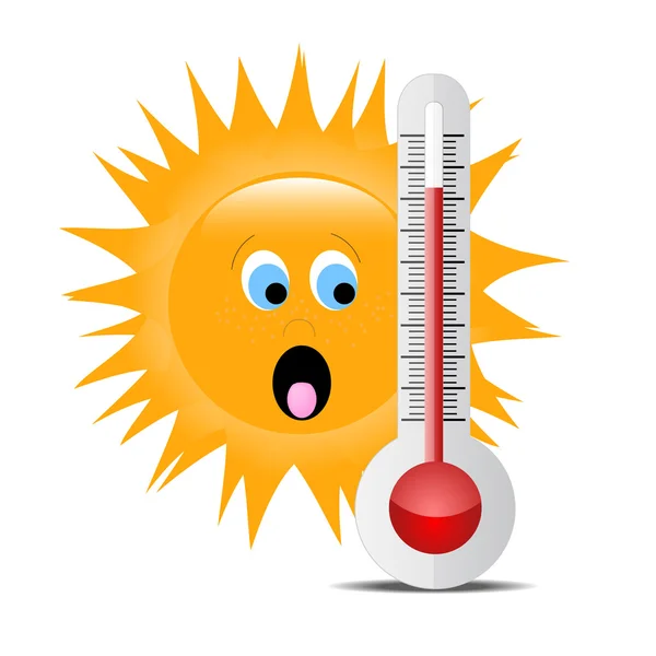 Thermometer met zon 2 — Stockvector