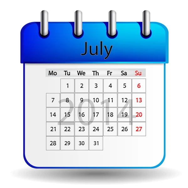 Calendario Julio — Vector de stock