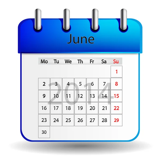 Kalendarz czerwca — Wektor stockowy