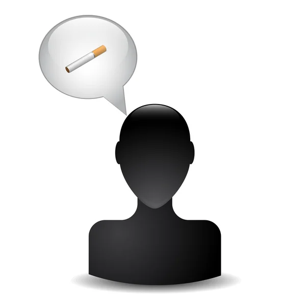 Testa silhouette fumatore — Vettoriale Stock