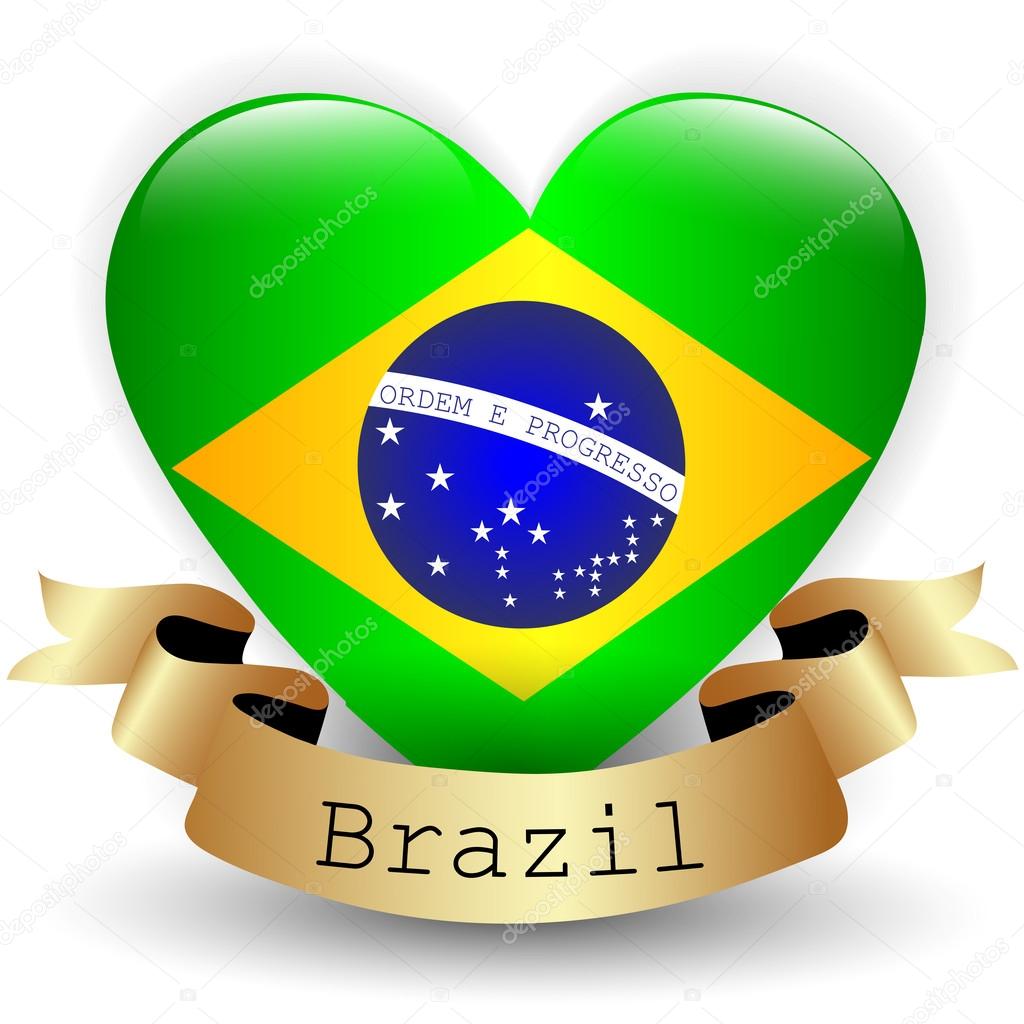 Heart with Brazil flag