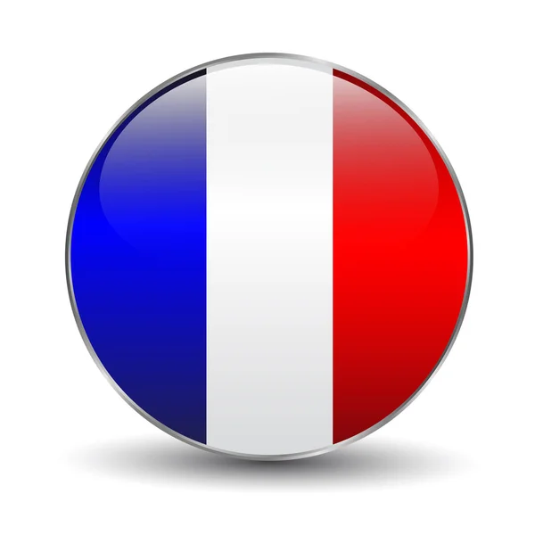 Fransa bayrağı düğmesi — Stok Vektör