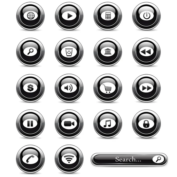 Conjunto de botones negros — Archivo Imágenes Vectoriales