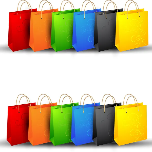 Fondo con bolsas de compras coloridas . — Vector de stock