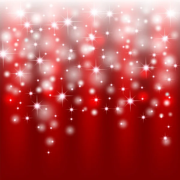 Luces estrelladas sobre fondo rojo — Vector de stock