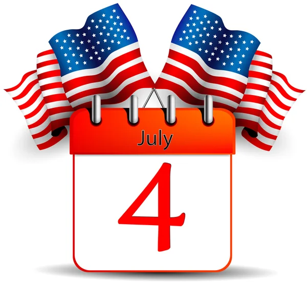 4 Ιούλιος Ημερολόγιο με σημαίες — Διανυσματικό Αρχείο