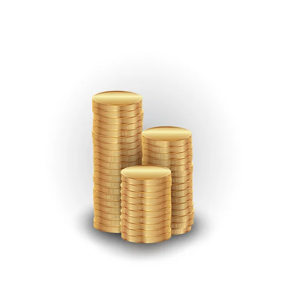 Pila de monedas de oro — Vector de stock