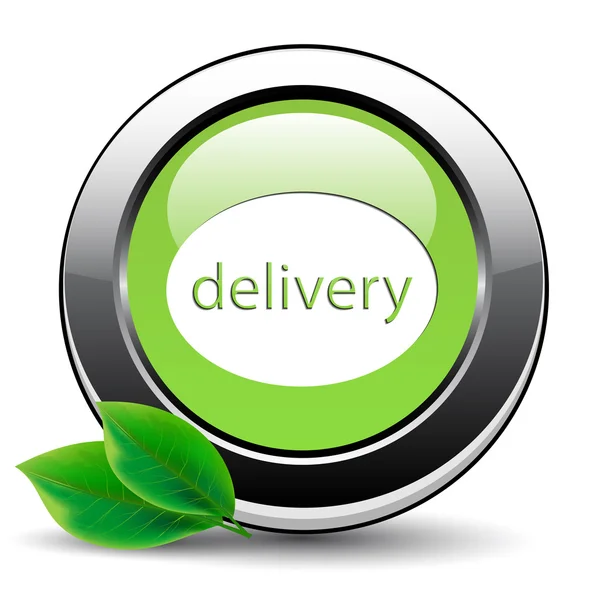 Green free delivery button — Stock Vector