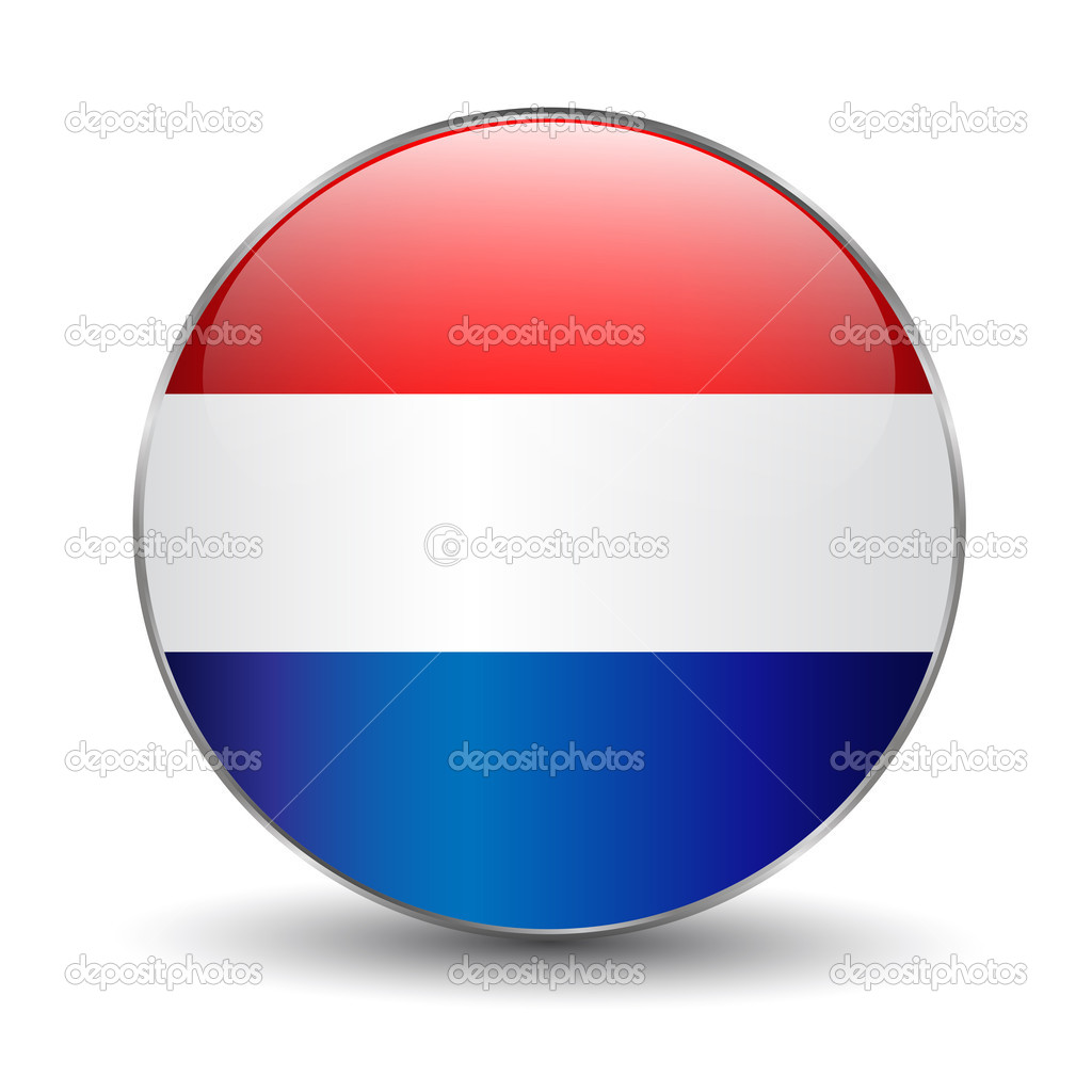 Bandera holanda circulo | el botón de la bandera de Holanda — Vector de