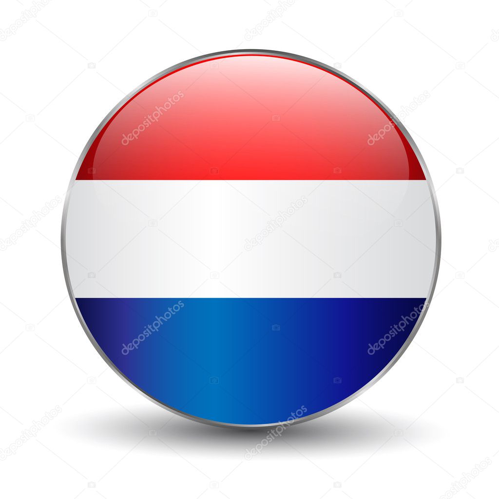 Bandera holanda circulo | el botón de la bandera de Holanda — Vector de