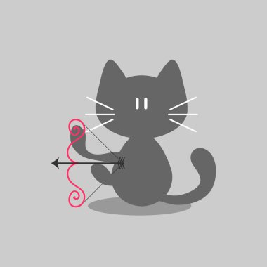 ok ve yay tutan şirin kedi yavrusu