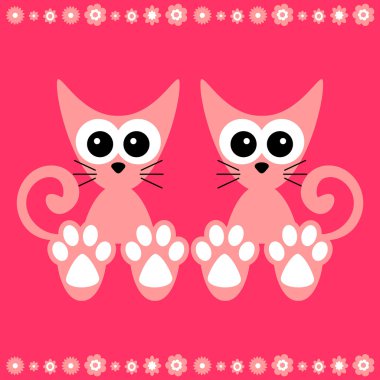 şirin çift yavru kedi kartı