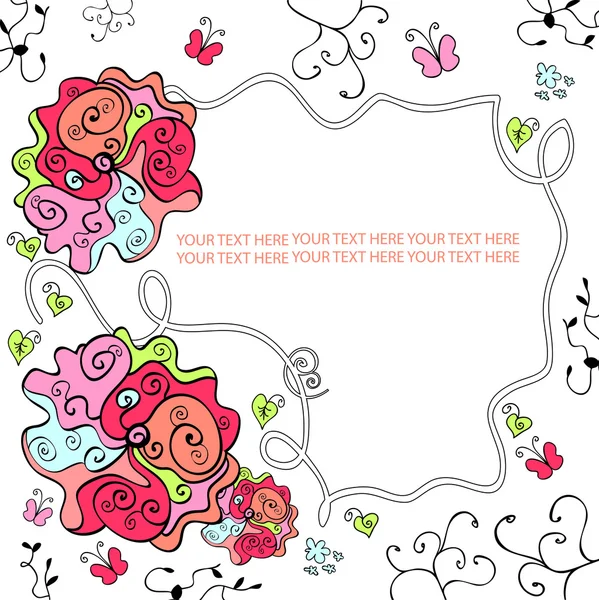 Kartpostal tasarımı ile güzel çiçekler — Stok Vektör
