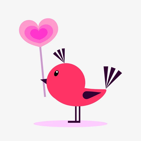 Lindo pajarito sosteniendo una piruleta — Vector de stock