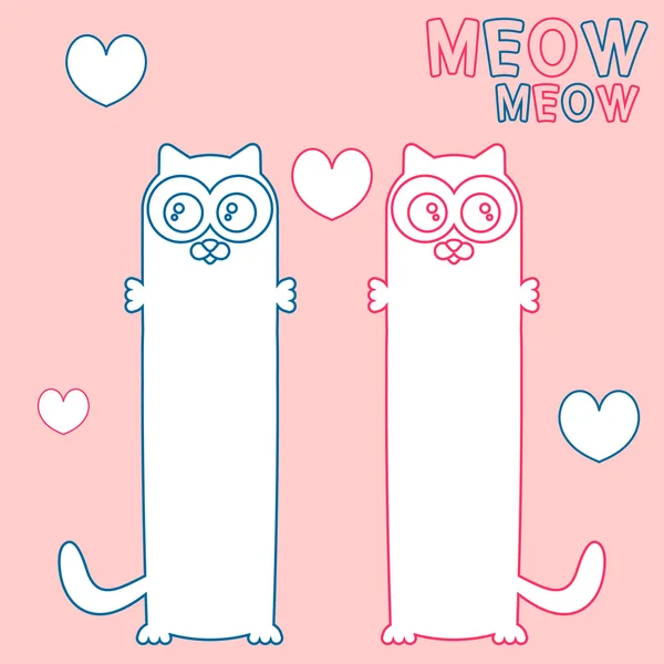 Two cute cats illustration — Stock Vector