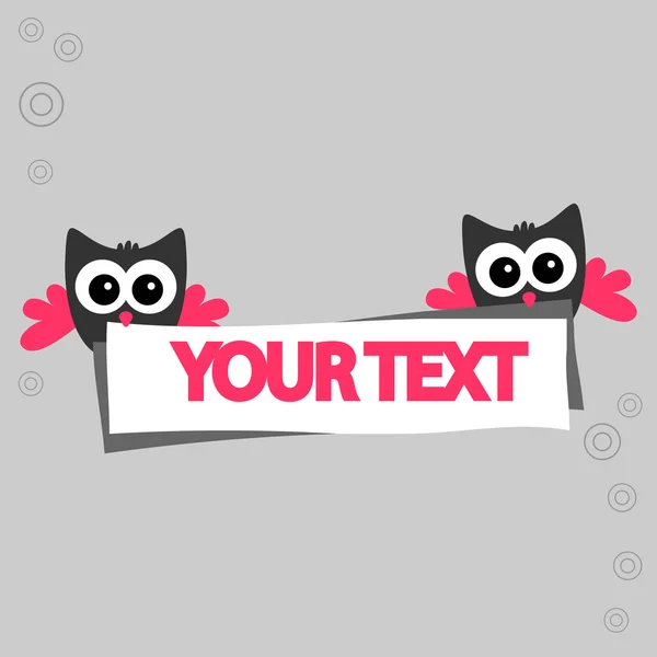 Greeting card with two cute owls with place for your text — Stock Vector