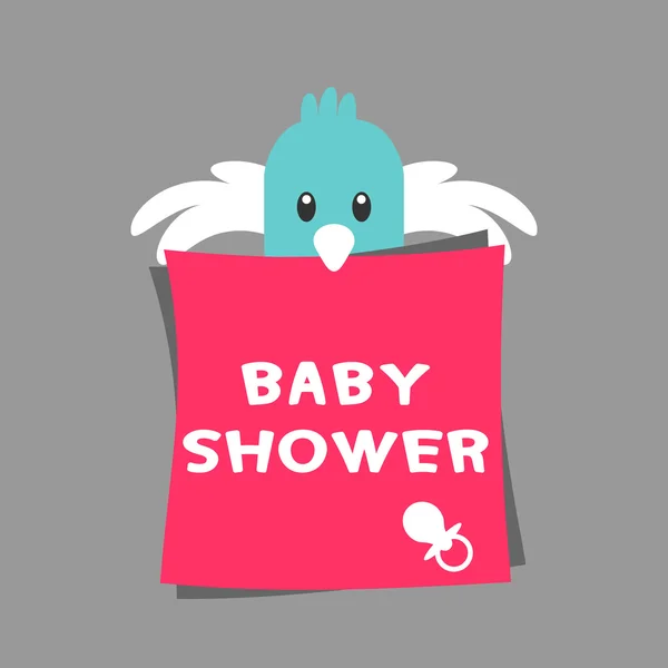 Carte de douche bébé avec oiseau — Image vectorielle