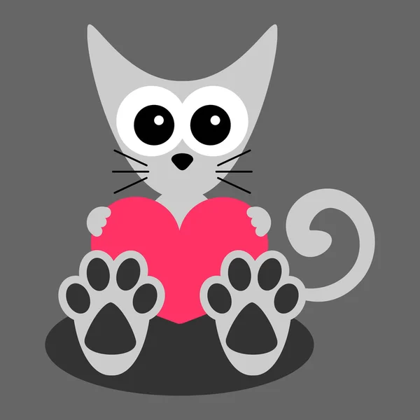 Niedliches kleines Kätzchen mit Herz — Stockvektor