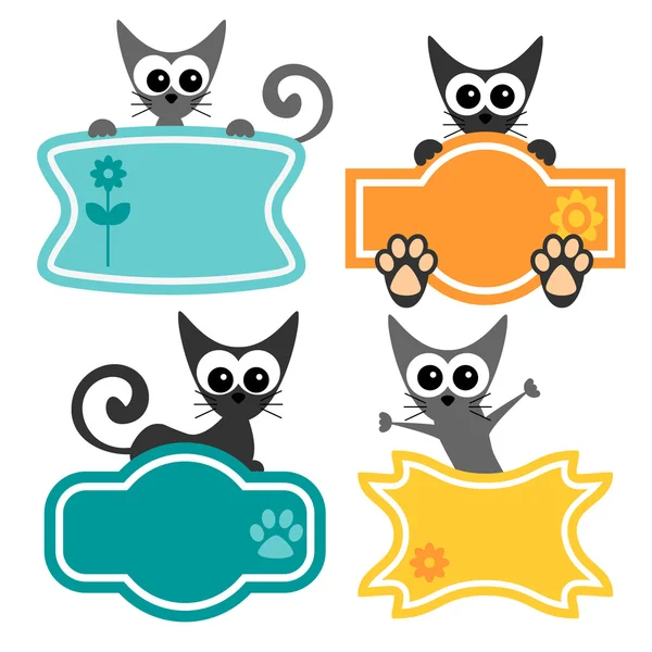 Cadres mignons avec drôles de chats de dessin animé — Image vectorielle