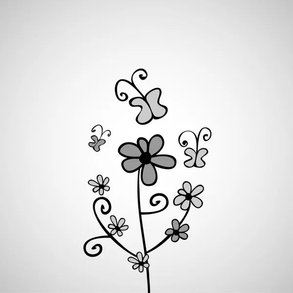 Cartão bonito com design de doodle flores — Vetor de Stock