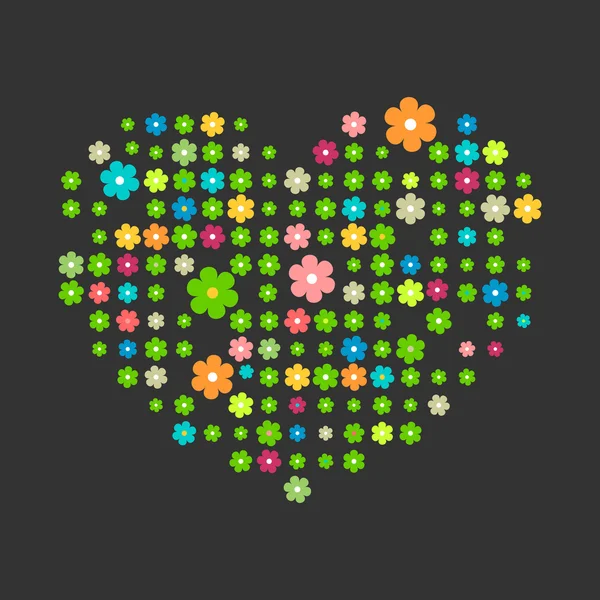 Καρδιά λουλούδι σχεδιασμού ευχετήρια κάρτα — Διανυσματικό Αρχείο