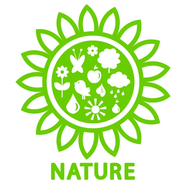 Groene natuur kaart met ecologische elementen — Stockvector