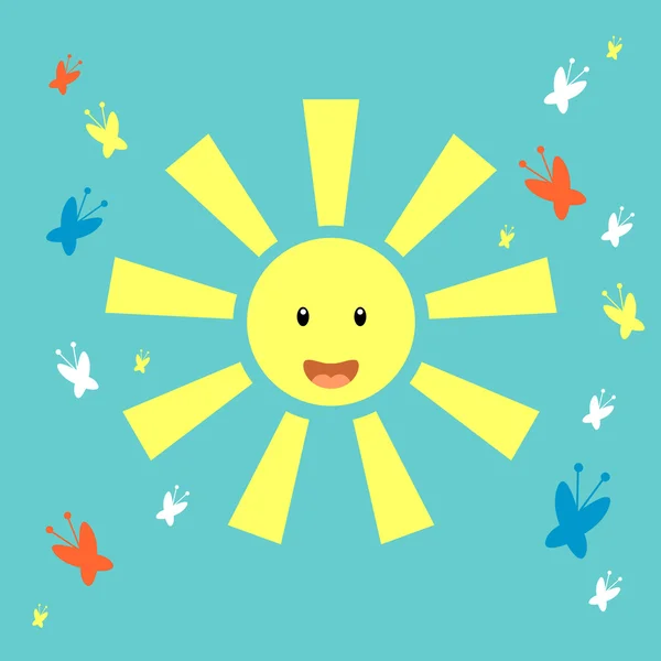 Простой детский фон с солнцем — стоковый вектор
