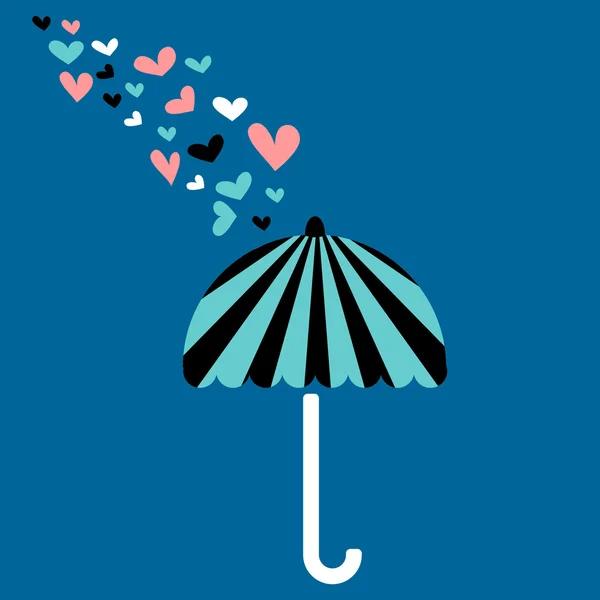Verliefdheid kaart met paraplu — Stockvector