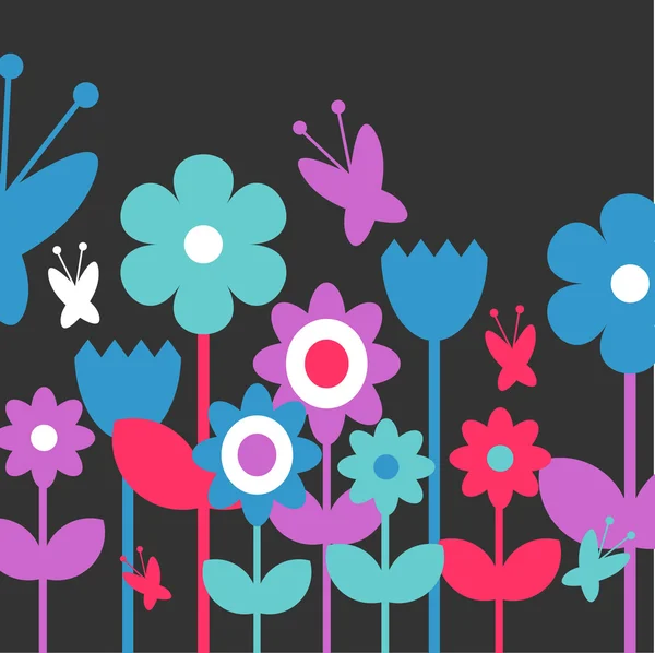 Färgglada blommor kortdesign — Stock vektor