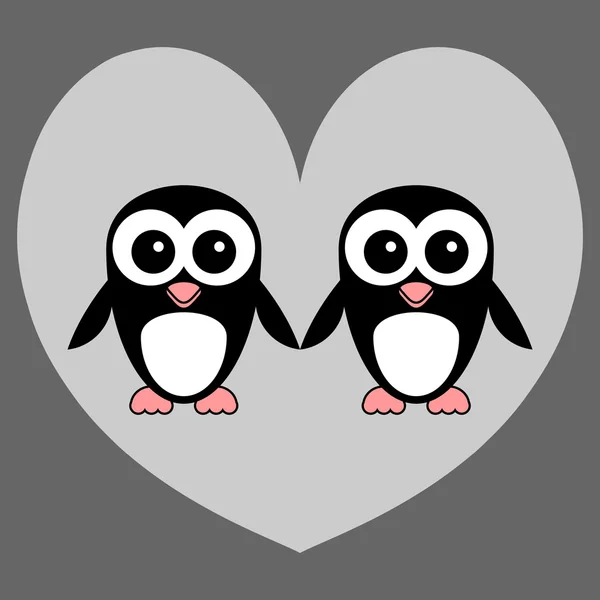 Romantický kartu roztomilý tučňák pár — Stockový vektor