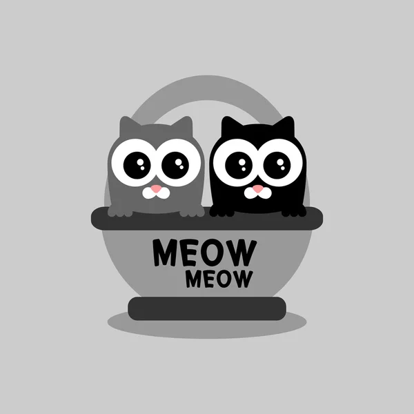 Δύο χαριτωμένα γατάκια σε ένα καλάθι — Διανυσματικό Αρχείο
