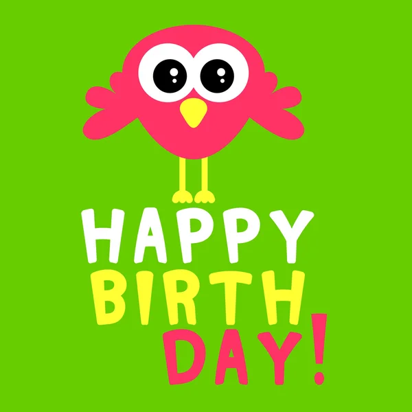 Bonita tarjeta de cumpleaños pájaro divertido — Vector de stock