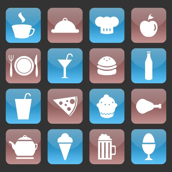 Ensemble d'icônes alimentaires brillantes — Image vectorielle