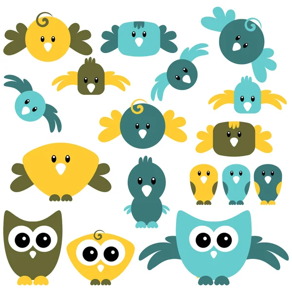 A set of cute birds — Stock Vector