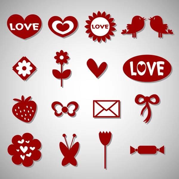 A set of cute romantic icons — Stock Vector