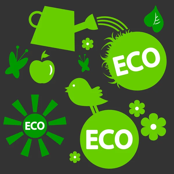 A set of ecological green elements — Stock Vector