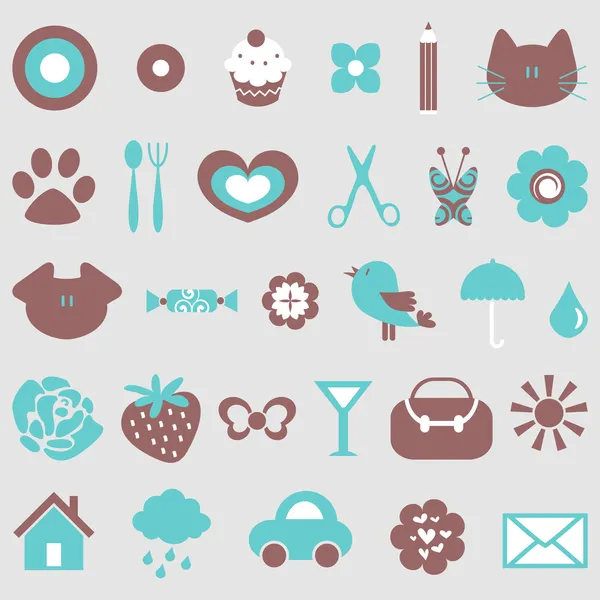 Cute icons design elements set — Stock Vector