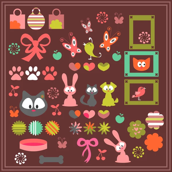 Cute dieren stickers — Stockvector