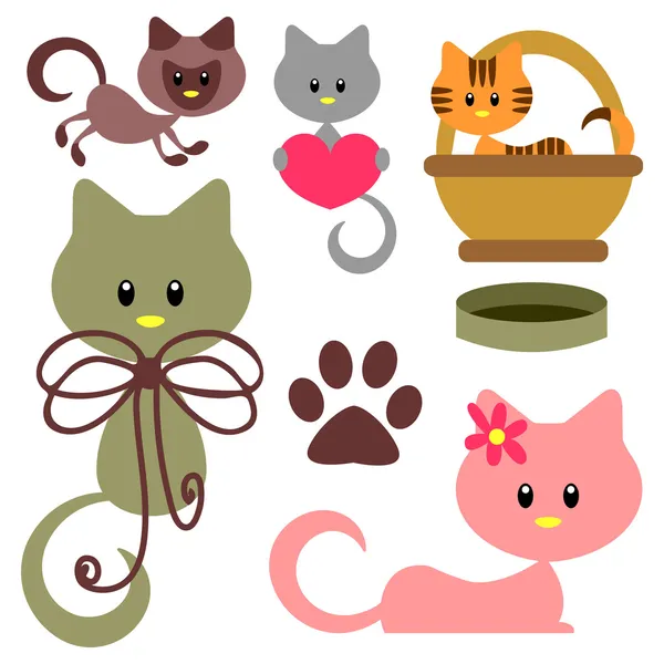 Schattige baby kittens set — Stockvector