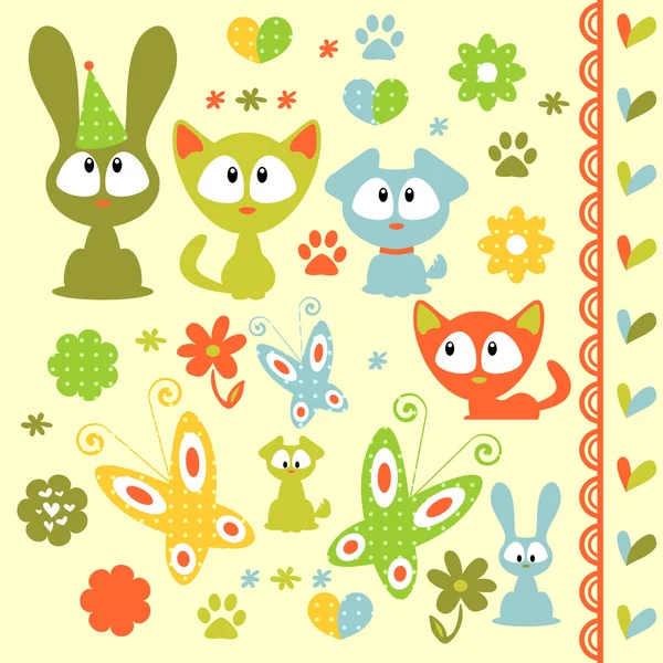 A set of baby animal elements — Stock Vector