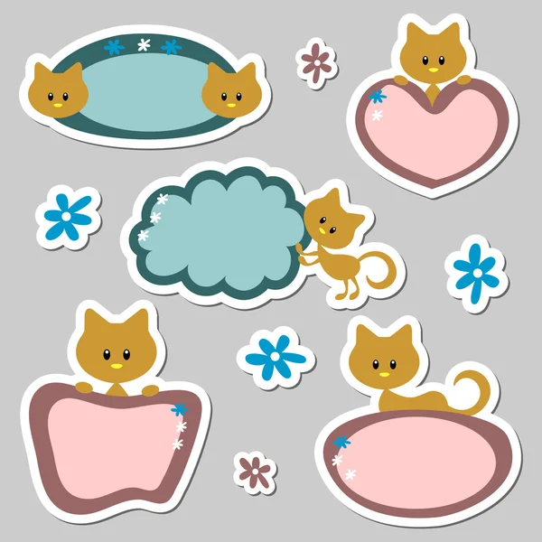 Schattige baby kitten stickers set — Stockvector