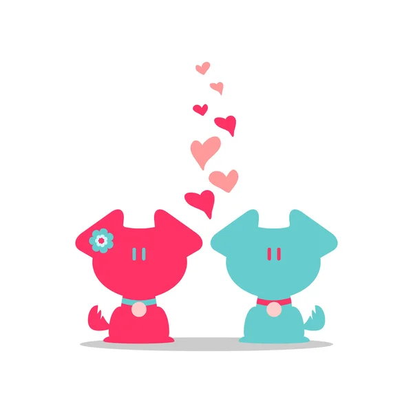 Carte de vœux romantique avec deux chiots — Image vectorielle