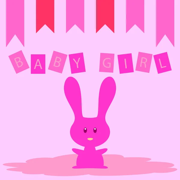 Bunny baby girl card — Stock Vector