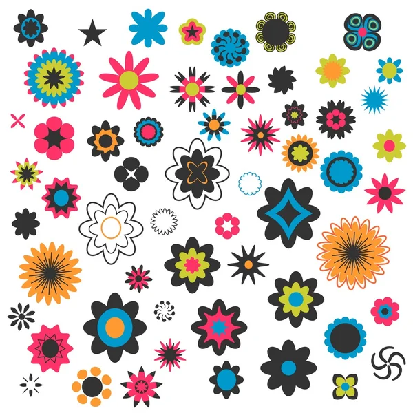 A set of decorative flowers — Stock Vector