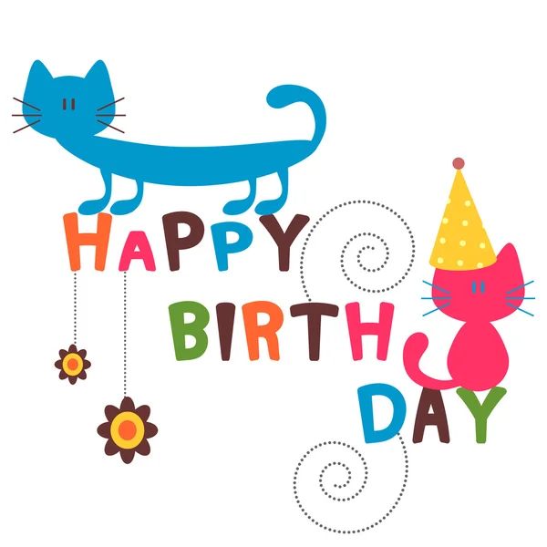 Χαρούμενα γενέθλια κάρτα με αστείες γάτες Διανυσματικά Γραφικά