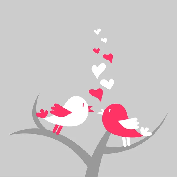 Carte romantique avec deux oiseaux — Image vectorielle