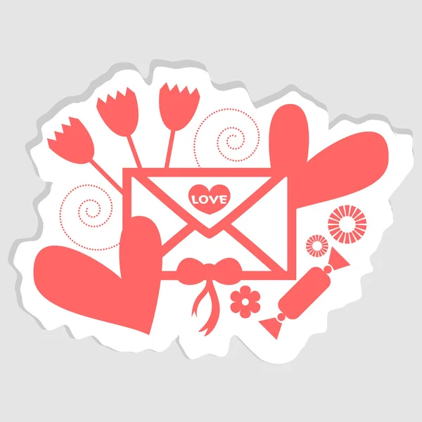 Simple love card with romantic elements — Stock Vector