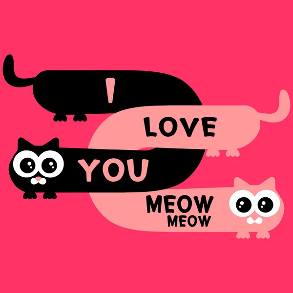 Love card two funny kittens — Stock Vector
